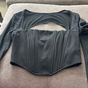 Forever 21 Black Long Sleeve Crop Top